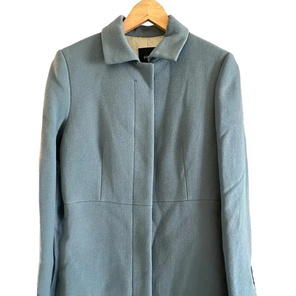 J.Crew lady day topcoat Blue Wool Collard Long Overcoat Size 4 - Picture 6 of 13